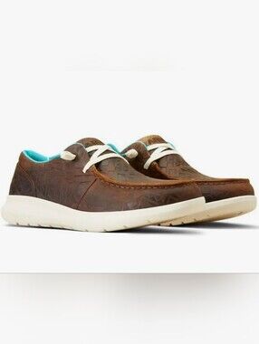 Ariat Women's Hilo Brown Blanket Embossed Slip On Shoes. NIB.